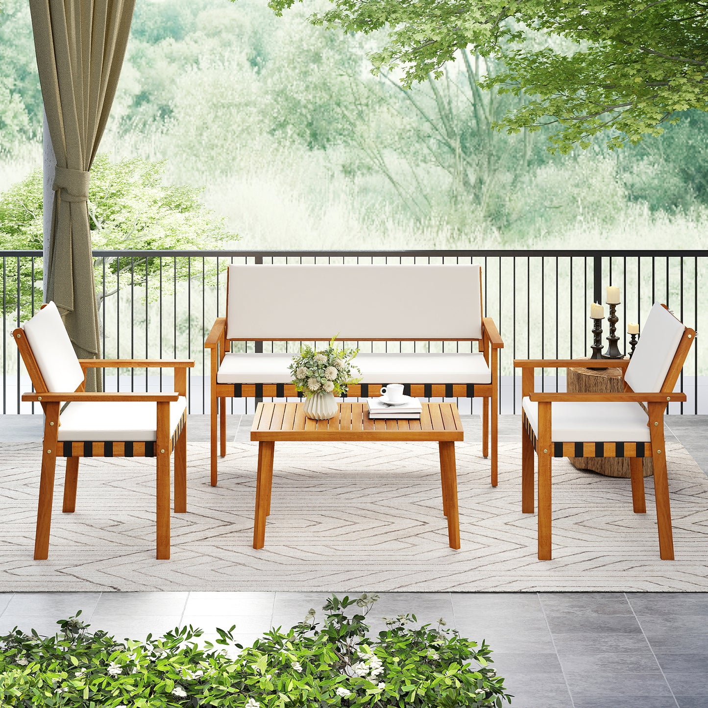 4 Piece Patio Set With Coffee Table, White Patio Conversation Sets at Gallery Canada