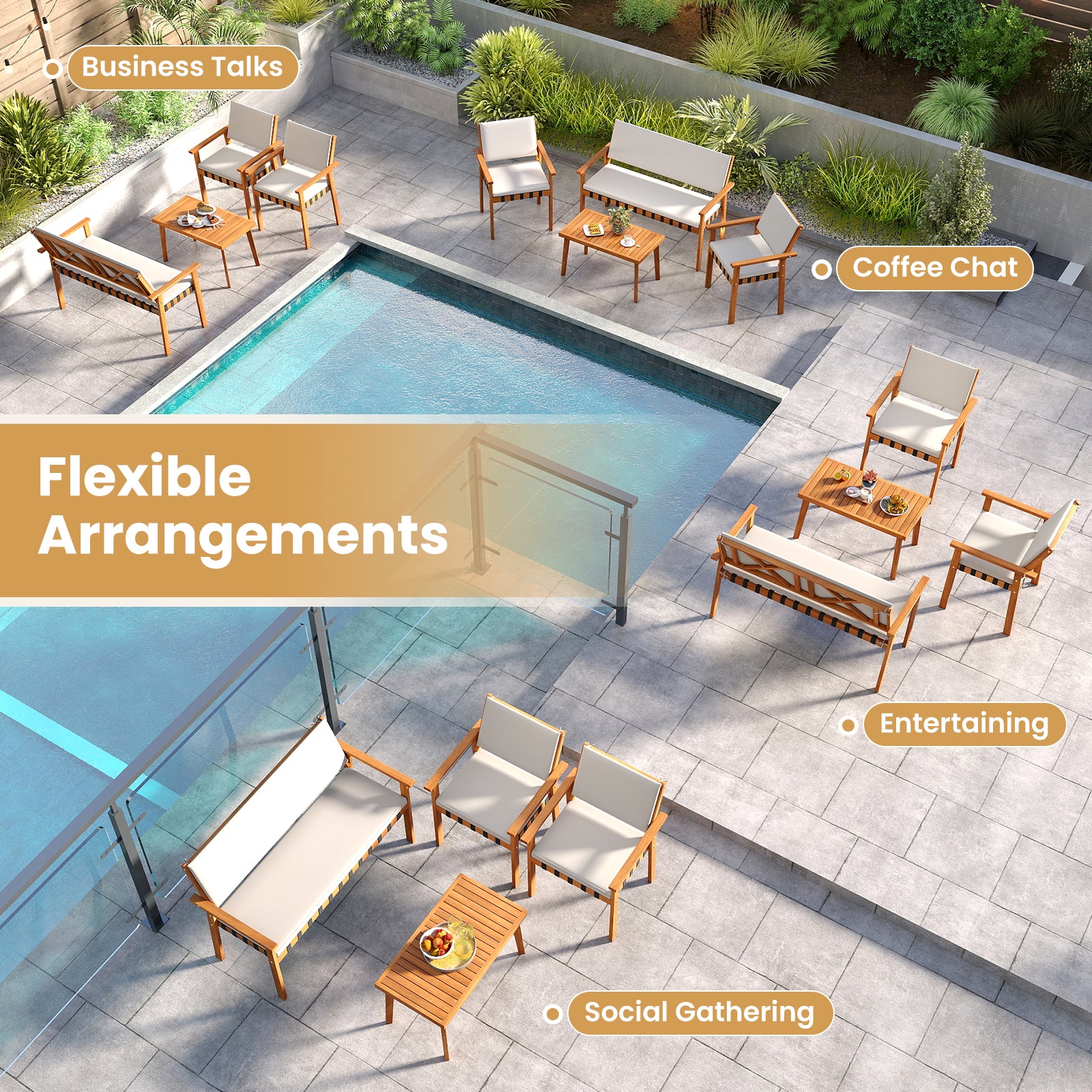 4 Piece Patio Set With Coffee Table, White Patio Conversation Sets at Gallery Canada