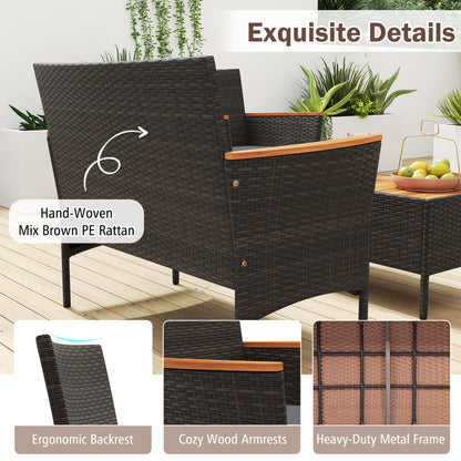 4 Piece Patio Wicker Sofa Set, 2 Rattan Chairs, Loveseat With Table, Grey Patio Conversation Sets at Gallery Canada