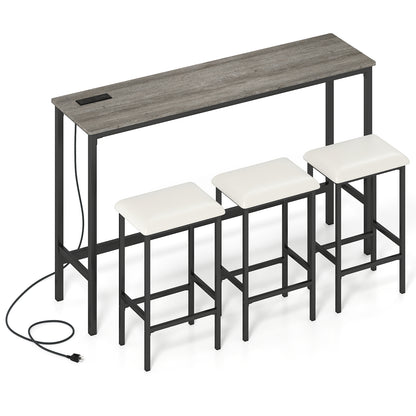 4-Piece Counter Height Bar Table With Power Outlet, 3 Padded Stools, Gray Dining Room Sets at Gallery Canada