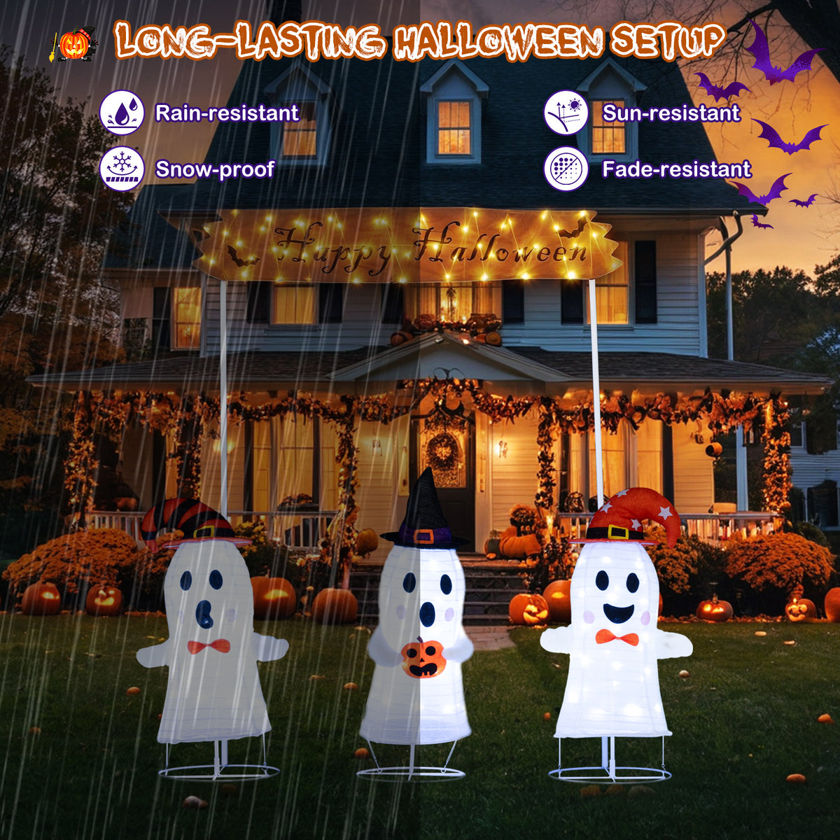 4 Pieces Halloween Decoration Pop up Ghosts with Gate and LED Lights Halloween at Gallery Canada