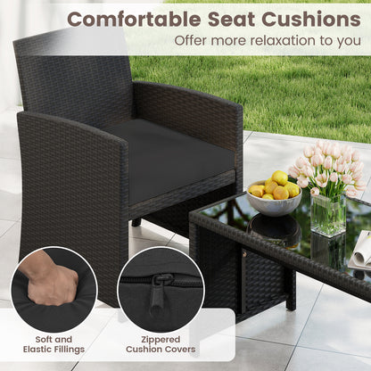 4-Piece Patio Set, Tempered Glass Tabletop, Removable Cushion, Black Patio Conversation Sets at Gallery Canada