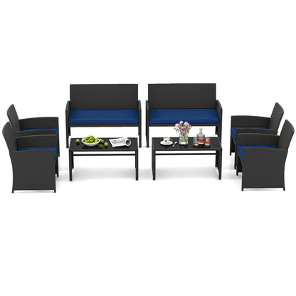 4 Piece Patio Set, Tempered Glass Tabletop, Removable Cushion, Navy Patio Conversation Sets at Gallery Canada