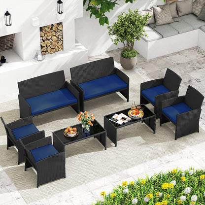 4 Piece Patio Set, Tempered Glass Tabletop, Removable Cushion, Navy Patio Conversation Sets at Gallery Canada