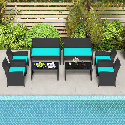 4 Piece Patio Set, Tempered Glass Tabletop, Removable Cushion, Turquoise Patio Conversation Sets at Gallery Canada