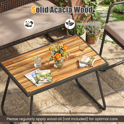 4 Pieces Patio Furniture Set with Acacia Wood Coffee Table and Zippered Cushions-Mix Brown, Brown Patio Furniture Sets at Gallery Canada