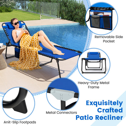 4 Position Folding Chaise, Adjustable Backrest, Footrest, Navy Outdoor Chaise Lounges at Gallery Canada