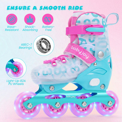 4-Size Adjustable Kids Inline Skates, Light Up Wheels, Pink, Blue Toy Sports at Gallery Canada
