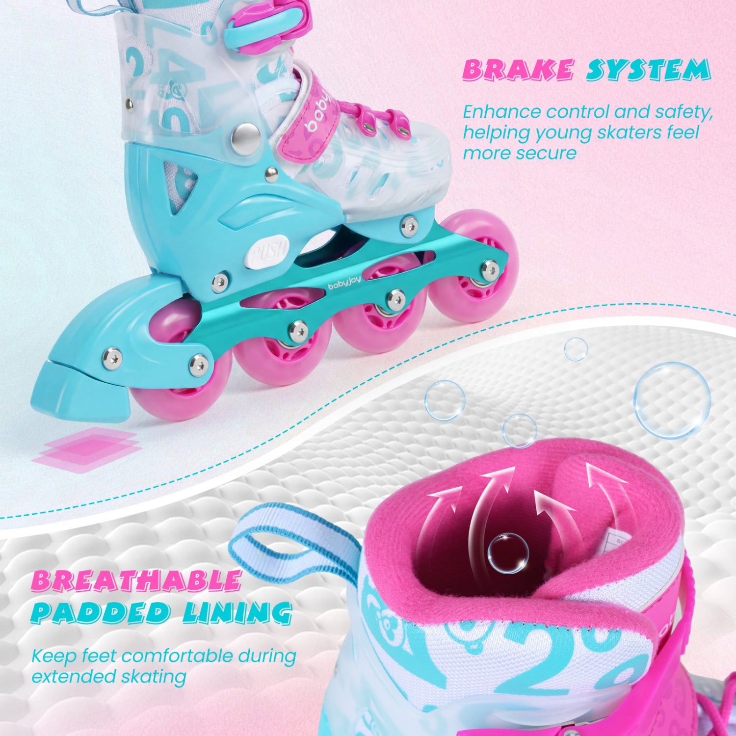 4-Size Adjustable Kids Inline Skates, Light Up Wheels, Pink, Blue Toy Sports at Gallery Canada