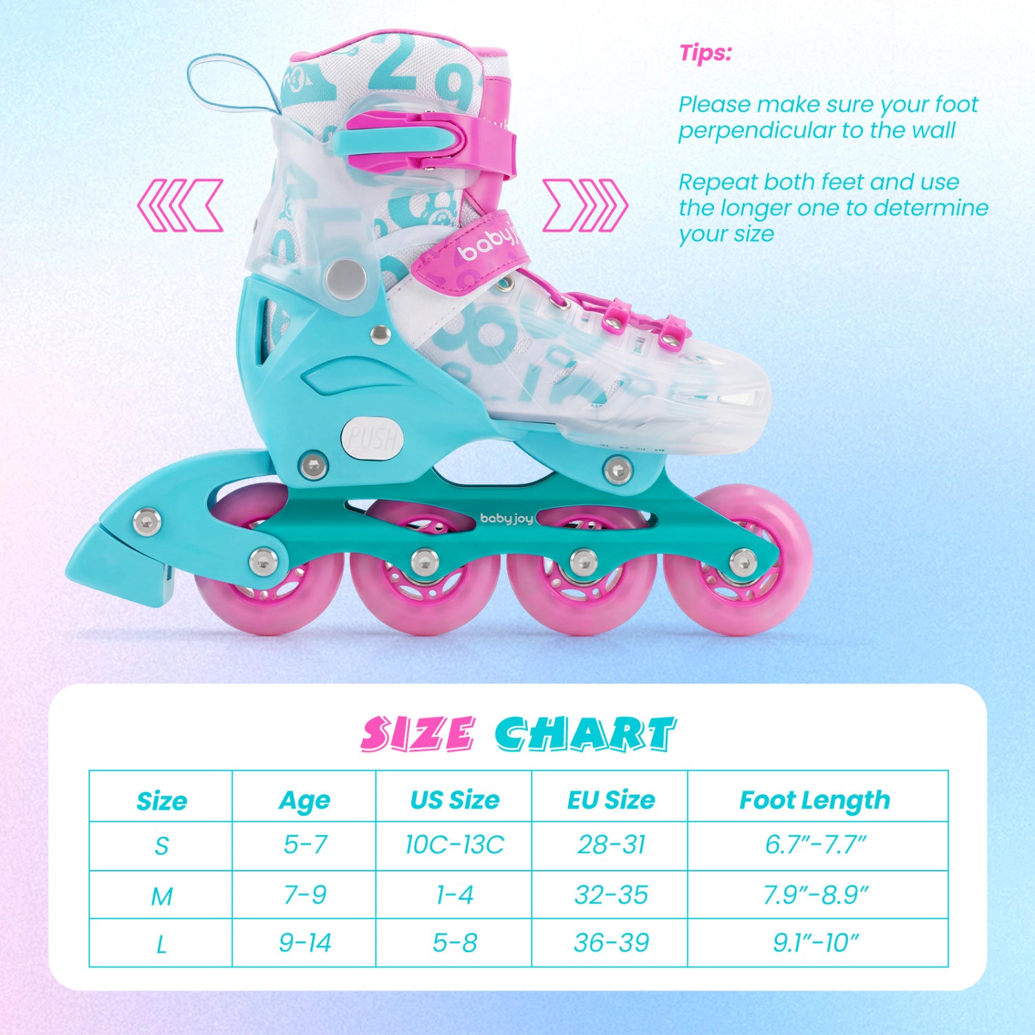 4-Size Adjustable Kids Inline Skates, Light Up Wheels, Pink, Blue Toy Sports at Gallery Canada