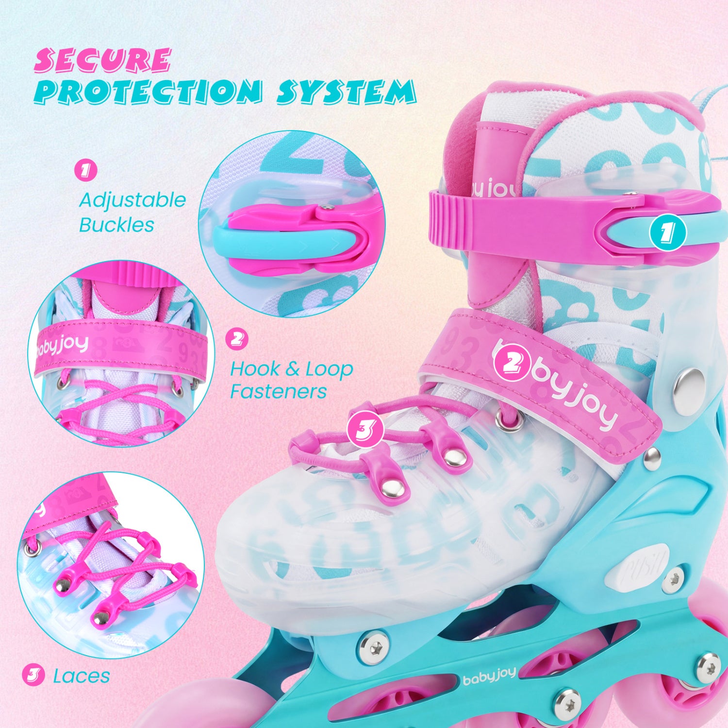 Adjustable Kids Inline Skates, 4-Size, Blue And Pink Toy Sports at Gallery Canada