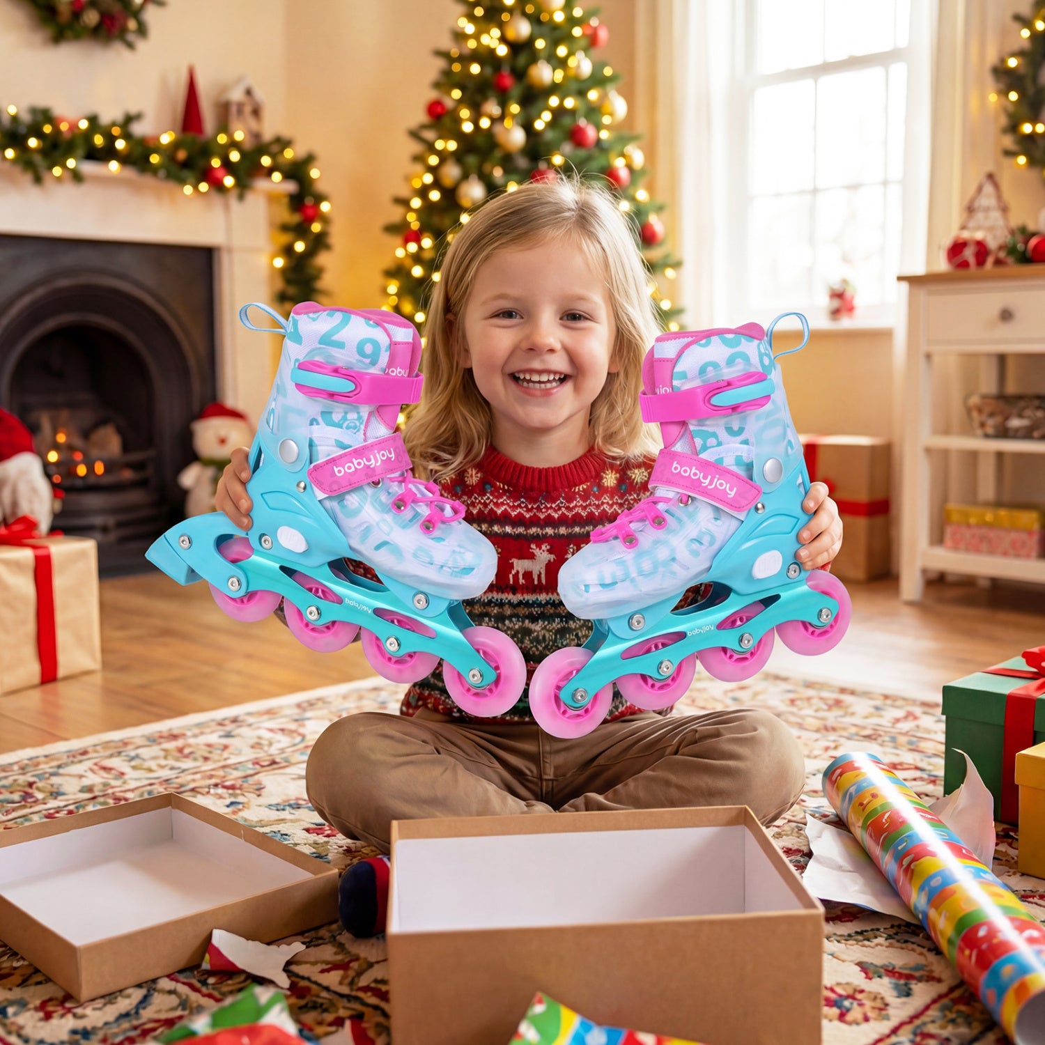 Adjustable Kids Inline Skates, 4-Size, Blue And Pink Toy Sports at Gallery Canada