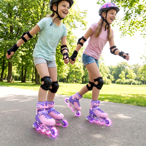 Adjustable Light-Up Inline Skates, 4-Size, Ages 7-9, Purple