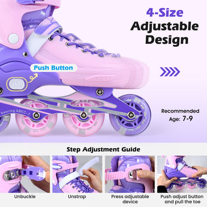 Adjustable Light-Up Inline Skates, 4-Size, Ages 7-9, Purple Toy Sports at Gallery Canada