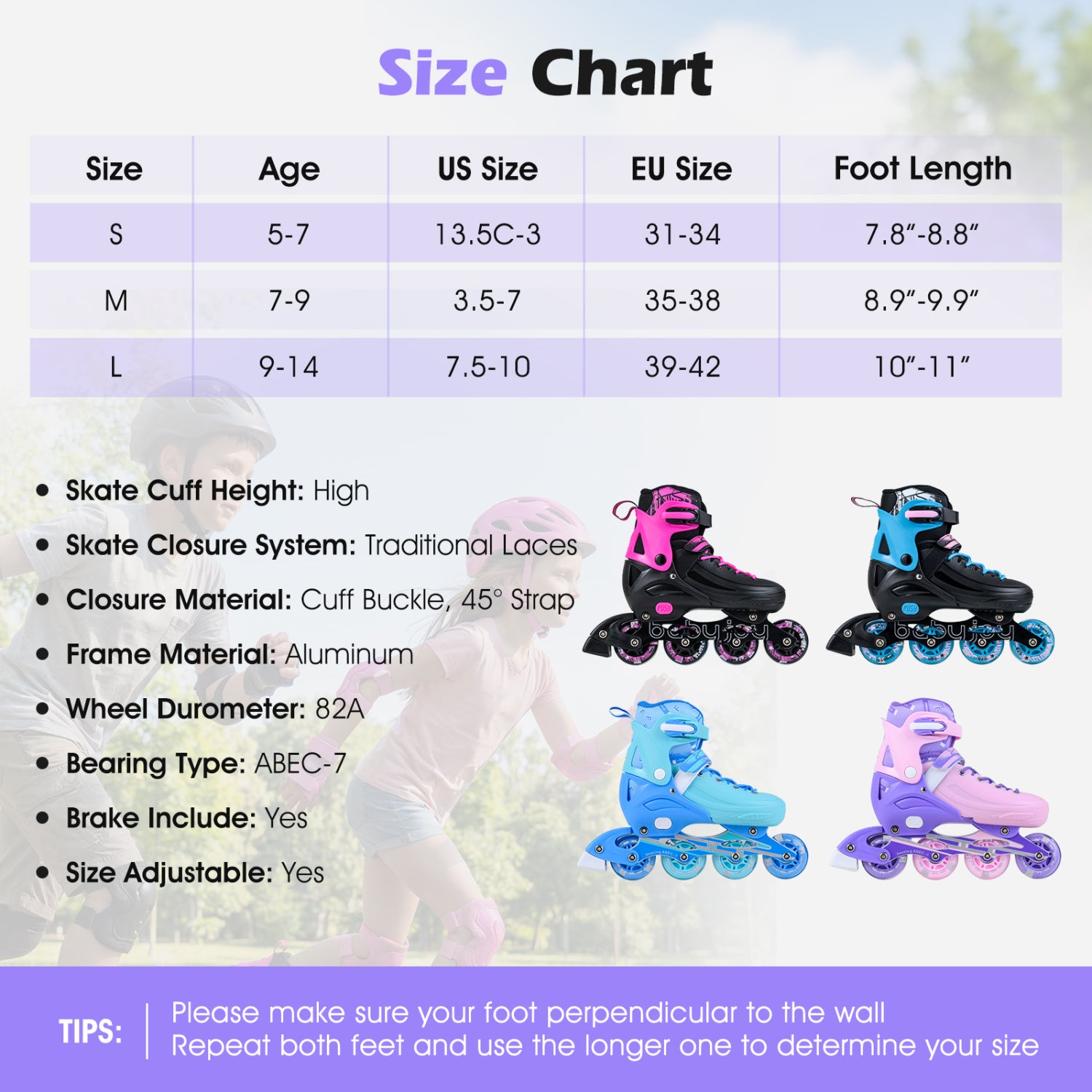 Adjustable Light-Up Inline Skates, 4-Size, Ages 9-14, Purple Toy Sports at Gallery Canada
