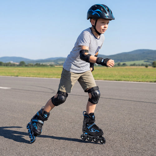 4 Sizes Adjustable Blade Roller with Light-up Wheels for Youth, Blue