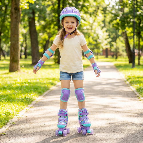 Kids Adjustable Roller Skates, Light-Up Wheels, Size S, Purple