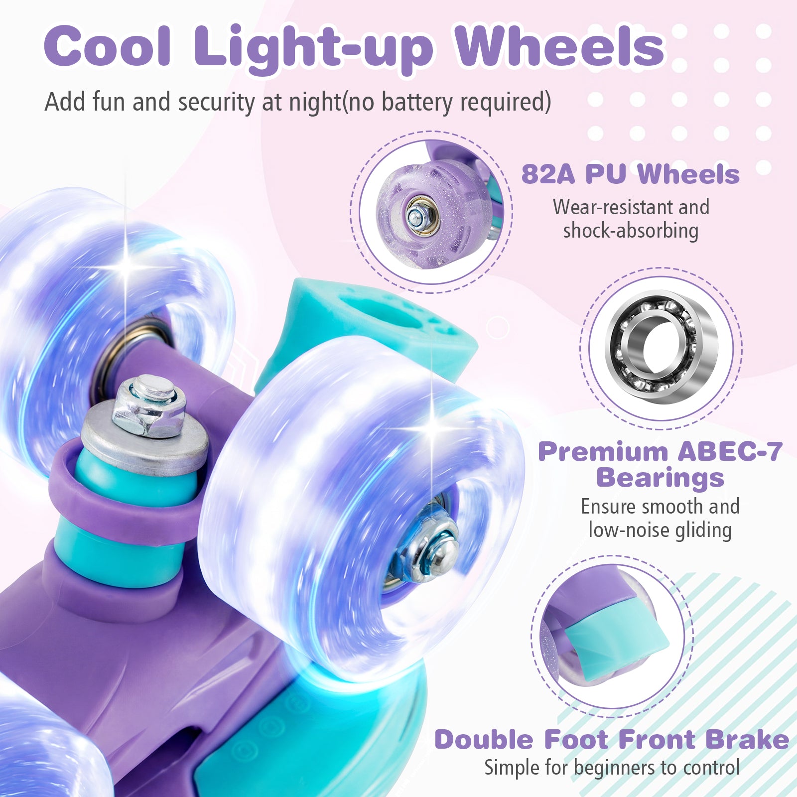 Kids Adjustable Roller Skates, Light-Up Wheels, Size S, Purple Toy Sports at Gallery Canada