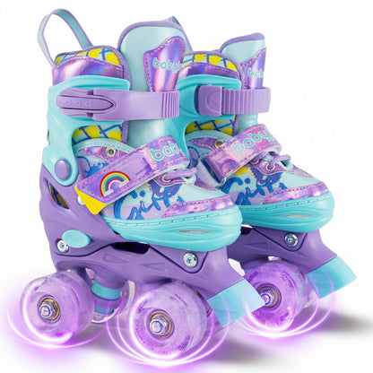 Adjustable Kids Roller Skates, Light-Up Wheels, Purple Toy Sports Purple at Gallery Canada