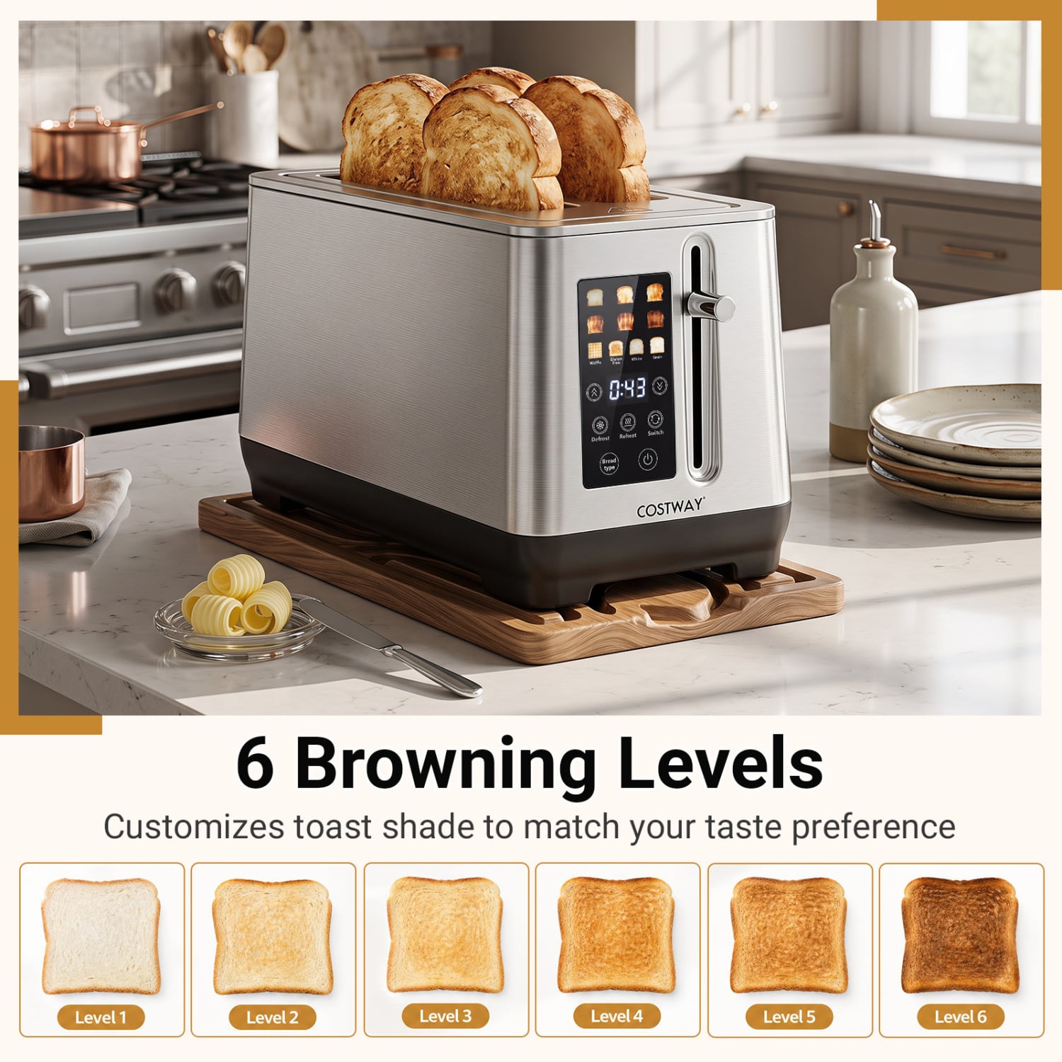 4 Slice Toaster, 6 Browning Levels, 4 Bread Types, Silver Small Appliances at Gallery Canada