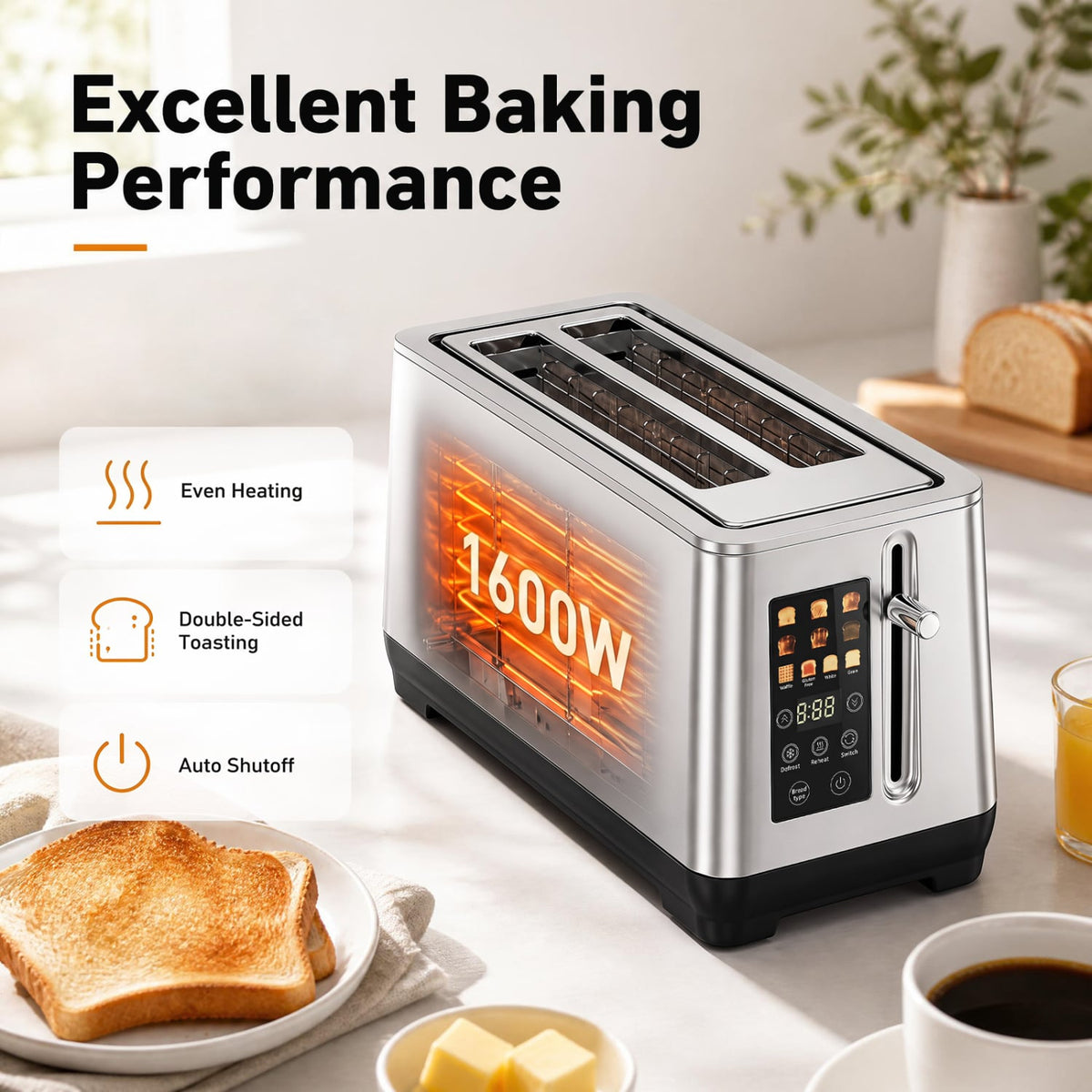 4 Slice Toaster, 6 Browning Levels, 4 Bread Types, Silver Small Appliances at Gallery Canada