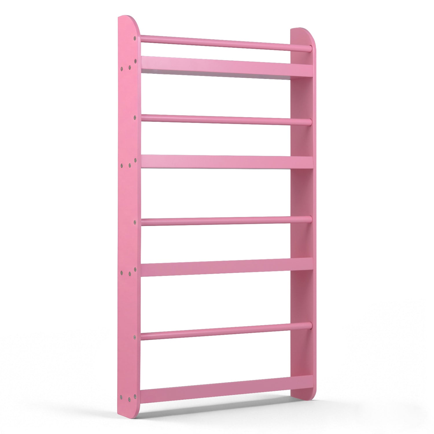 4-Tier Bookshelf Organizer for Toys and Books with Basswood Crossbar, Pink Bookcases at Gallery Canada
