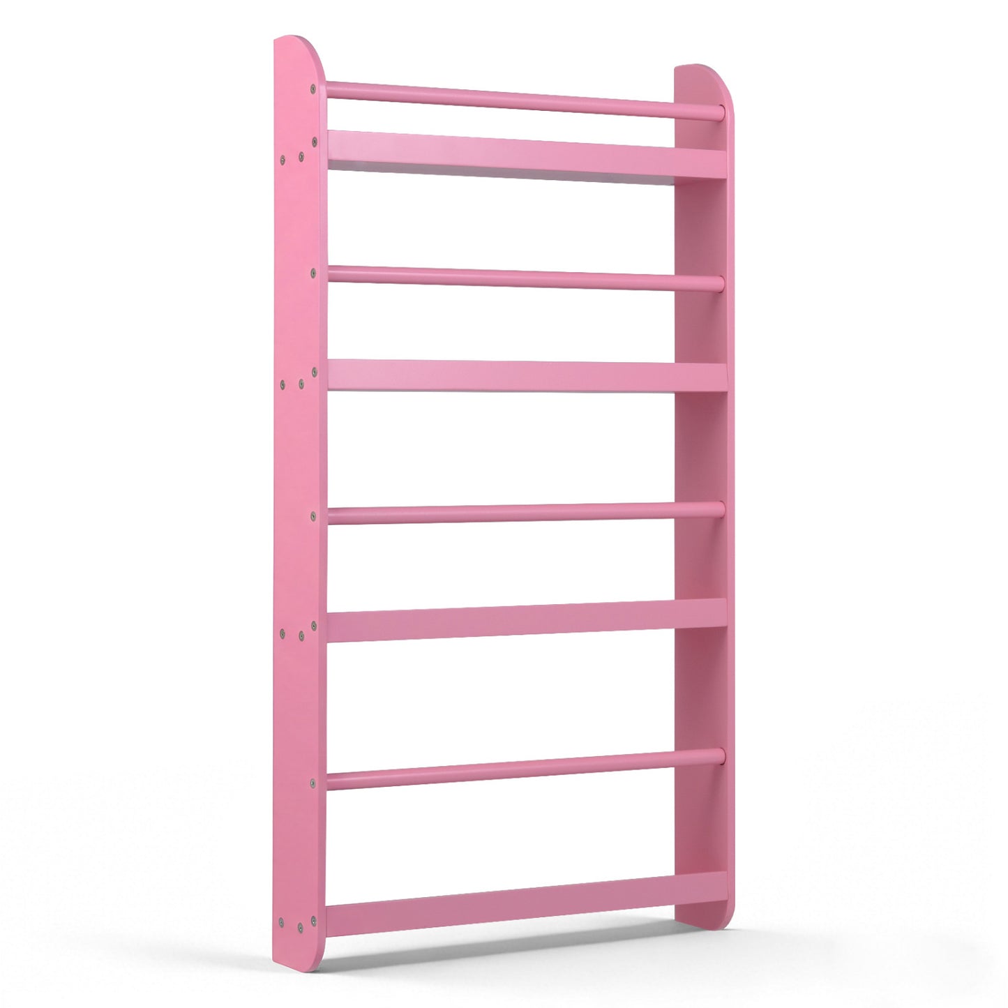 4-Tier Bookshelf Organizer for Toys and Books with Basswood Crossbar, Pink Bookcases at Gallery Canada