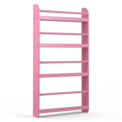 4-Tier Bookshelf Organizer for Toys and Books with Basswood Crossbar, Pink Bookcases at Gallery Canada