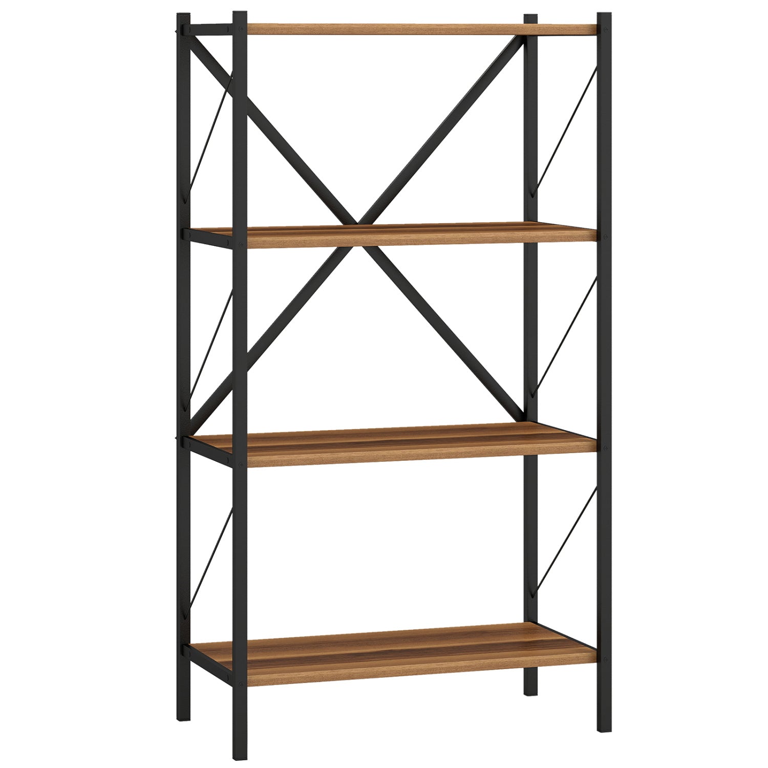 4-Tier Bookshelf with Heavy-Duty Metal Frame, Walnut Bookcases at Gallery Canada
