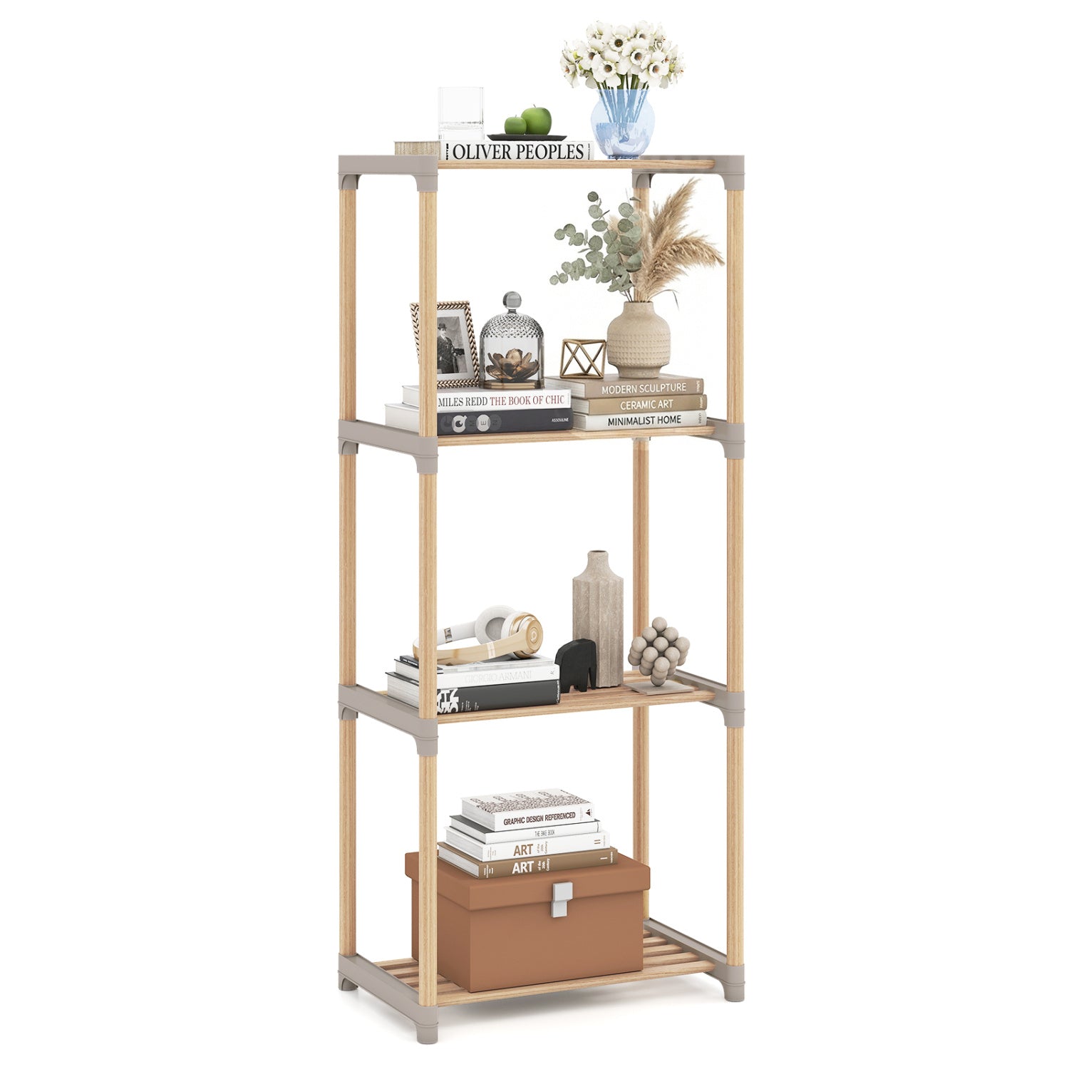 4-Tier Bookshelf With Open Shelves, Home Office Bathroom Bookcases at Gallery Canada