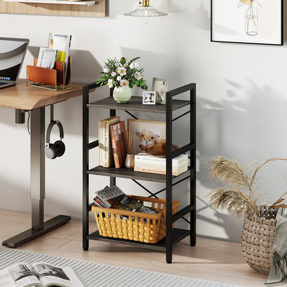 4-Tier Bookshelf, Metal Frame, Wooden Racks, For Study, Oak Bookcases at Gallery Canada