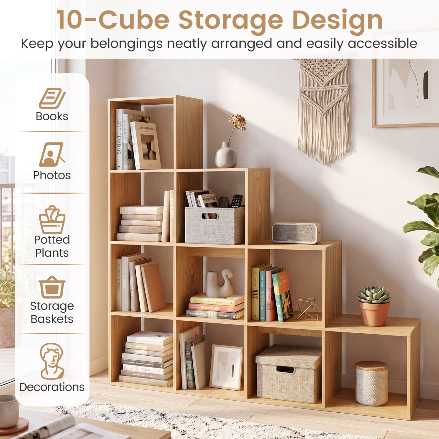 4-Tier Bookshelf, with Anti-Tipping Kits, Natural Bookcases at Gallery Canada