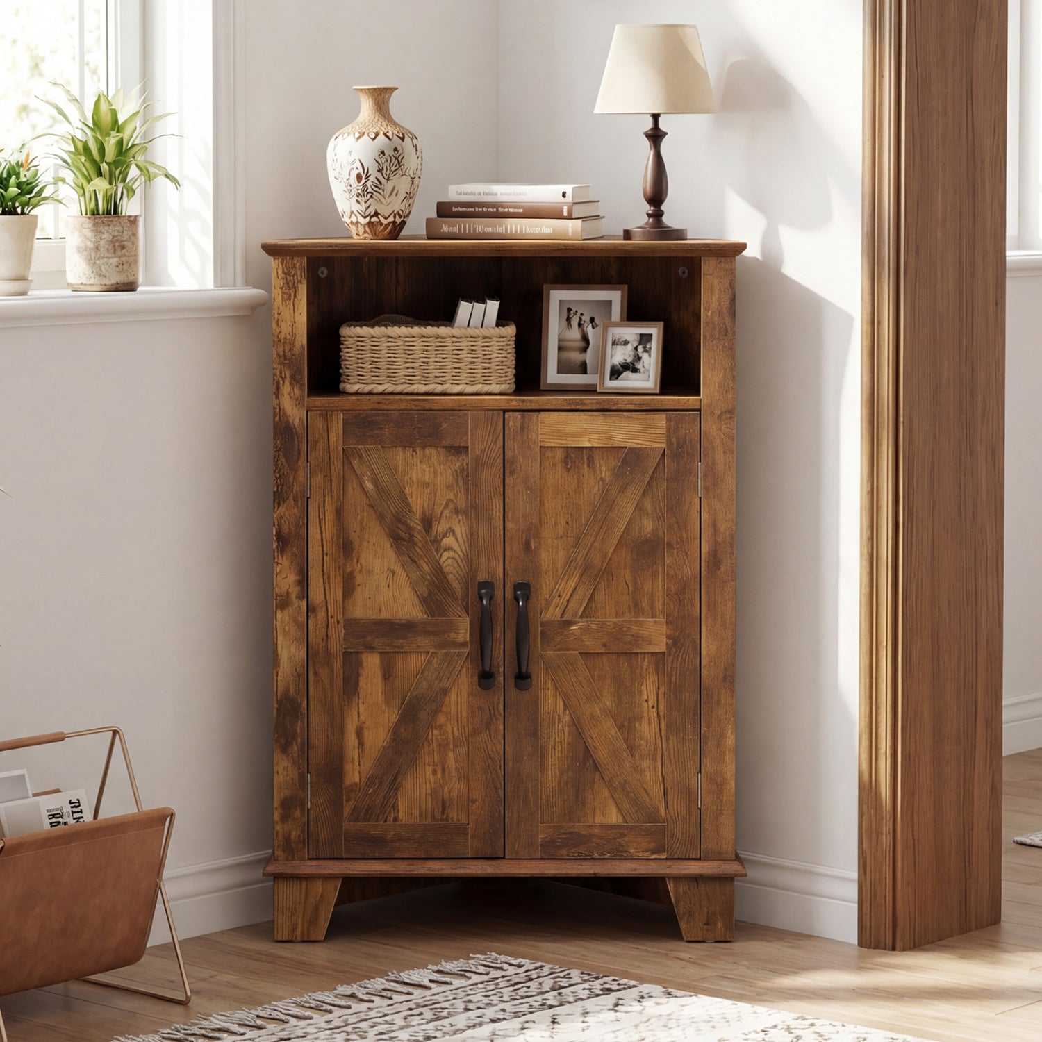 4-Tier Corner Cabinet, Rustic Brown Cabinets & Chests at Gallery Canada