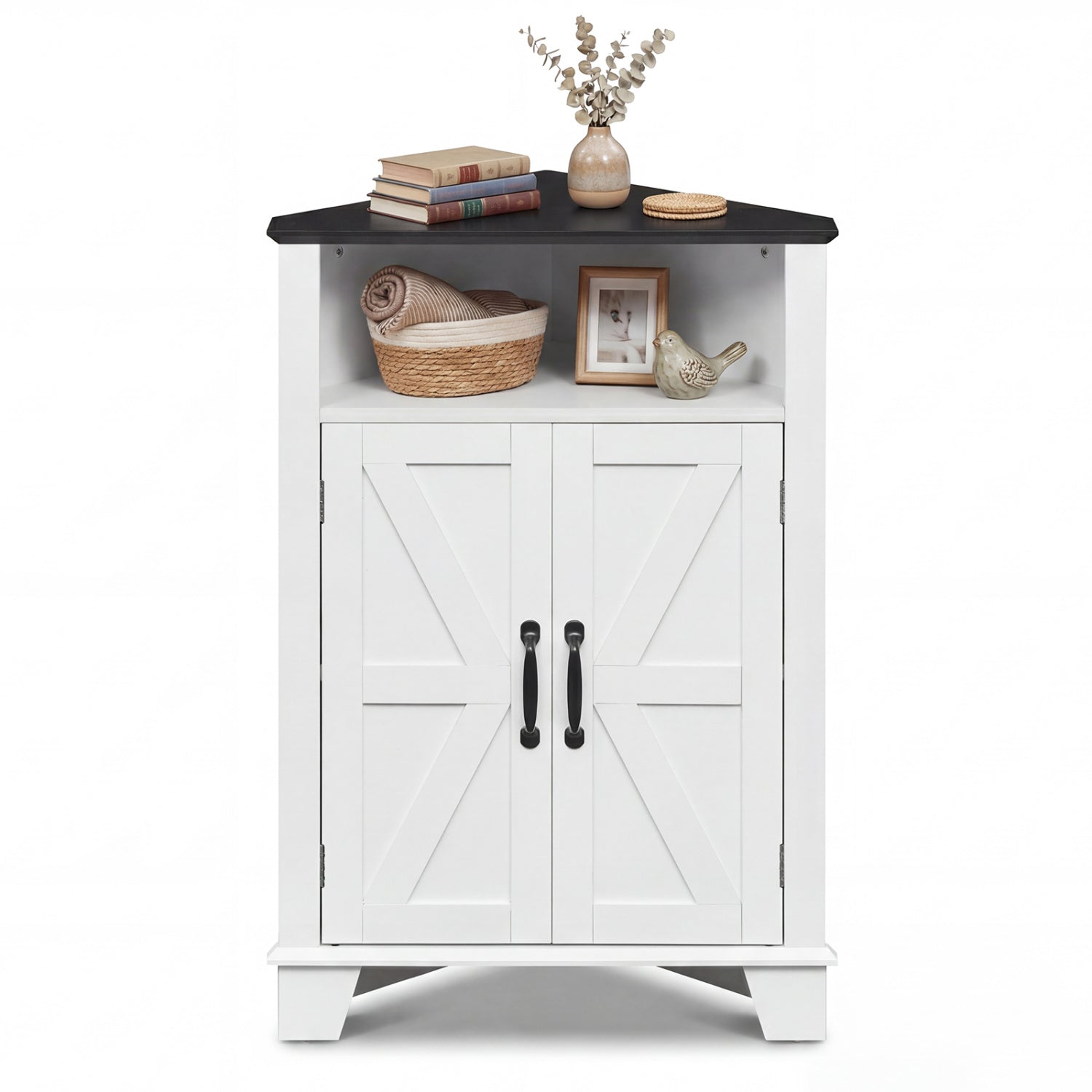 4-Tier Corner Storage Cabinet, Open Shelf, White Cabinets & Chests at Gallery Canada