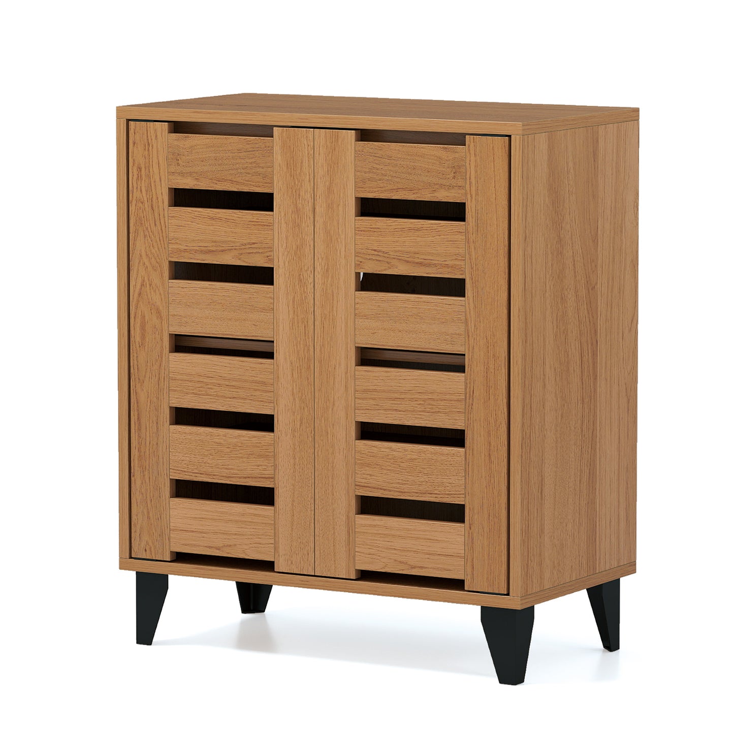 4-Tier Farmhouse Shoe Organizer with Louvered Door, Natural Shoe Racks & Storage Benches at Gallery Canada
