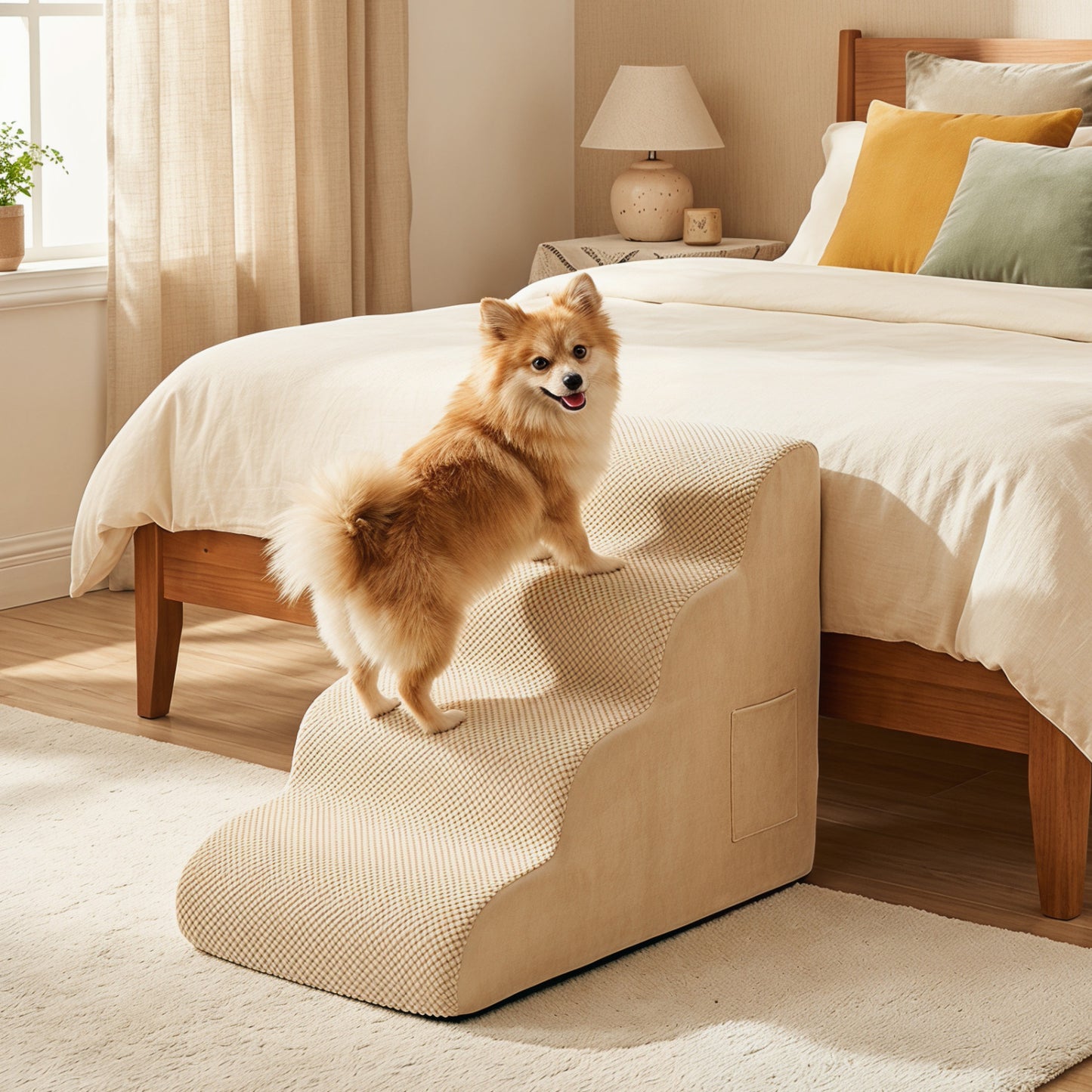 4-Tier Foam Dog Steps With Washable Cover, Beige Dog Supplies at Gallery Canada