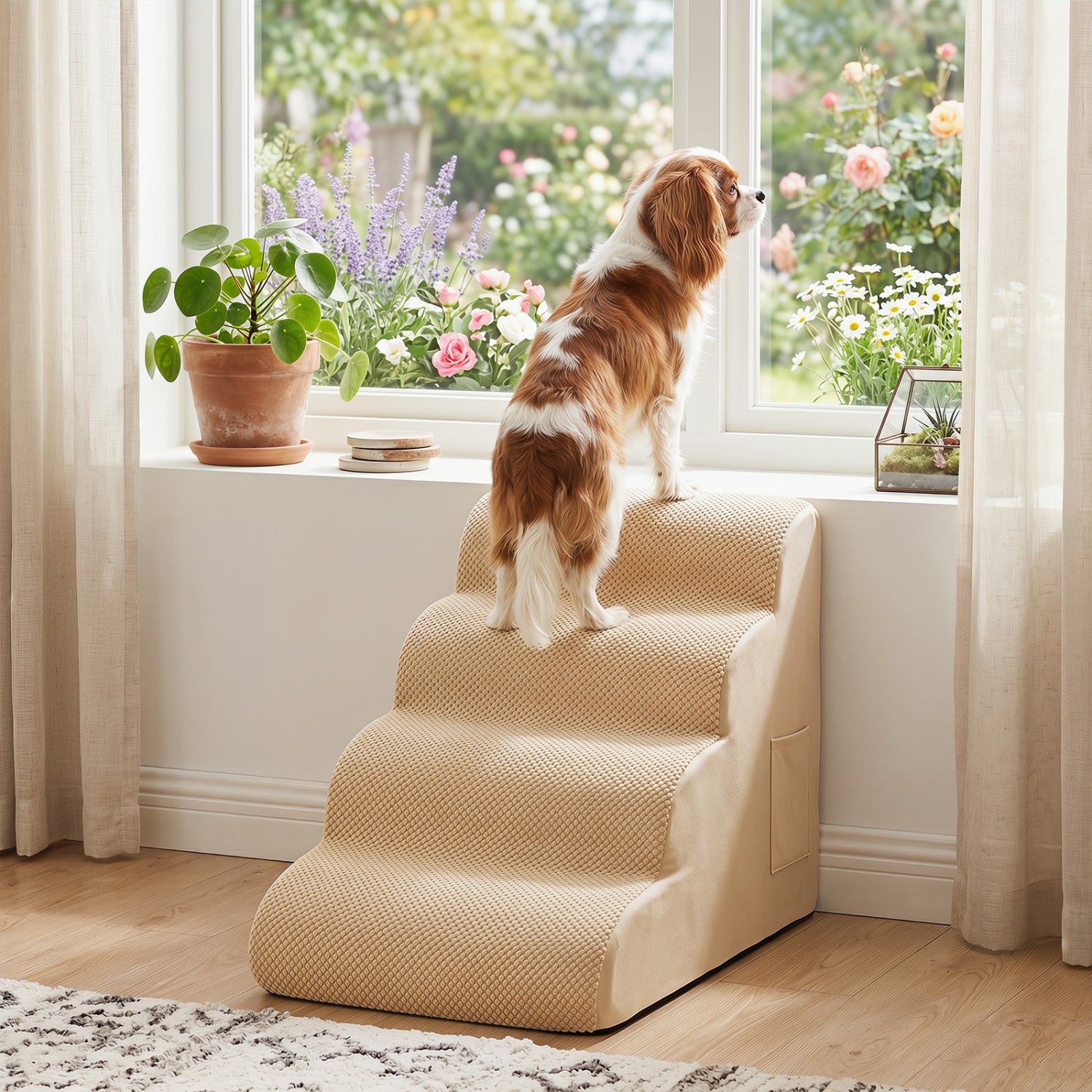 4-Tier Foam Dog Steps With Washable Cover, Beige Dog Supplies at Gallery Canada