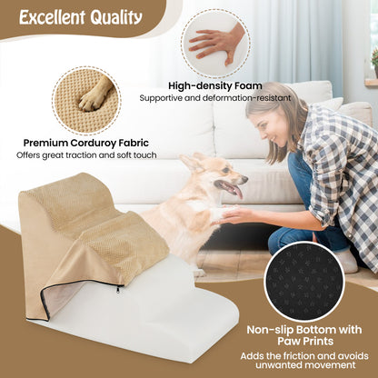 4-Tier Foam Dog Steps With Washable Cover, Beige Dog Supplies at Gallery Canada