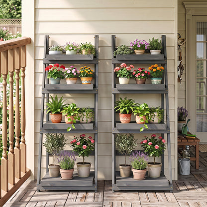 Foldable 4-Tier Plant Stand, Garden Rack, Gray