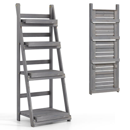 Foldable 4-Tier Plant Stand, Garden Rack, Gray