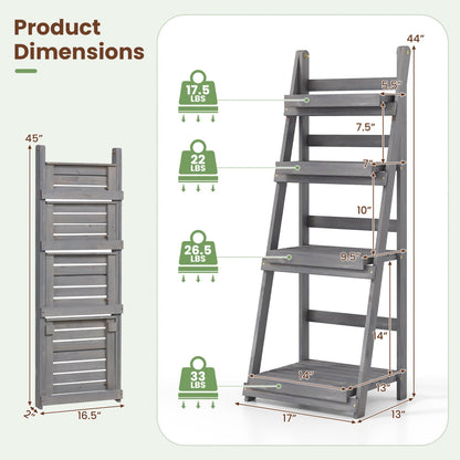 Foldable 4-Tier Plant Stand, Garden Rack, Gray