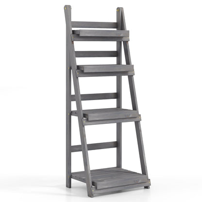 Foldable 4-Tier Plant Stand, Garden Rack, Gray