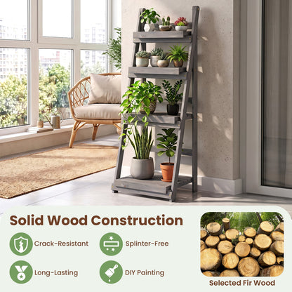 Foldable 4-Tier Plant Stand, Garden Rack, Gray