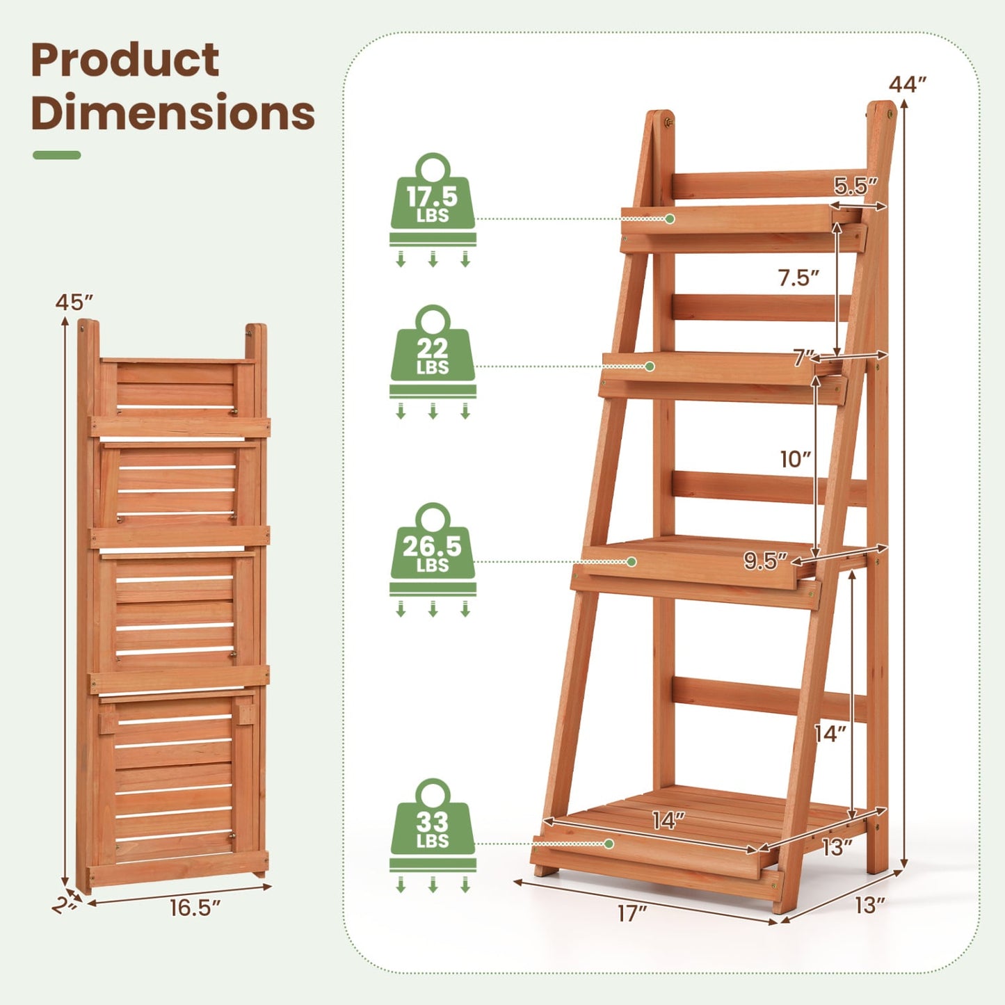 4-Tier Foldable Plant Stand, Orange