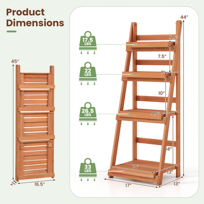 4-Tier Foldable Plant Stand, Orange
