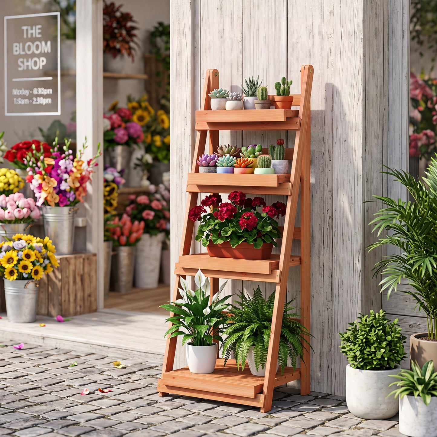 4-Tier Foldable Plant Stand, Orange