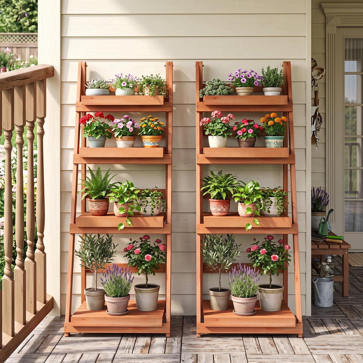 4-Tier Foldable Plant Stand, Orange