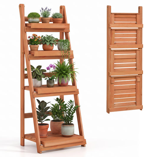 4-Tier Foldable Plant Stand, Orange Plant Stands Orange at Gallery Canada