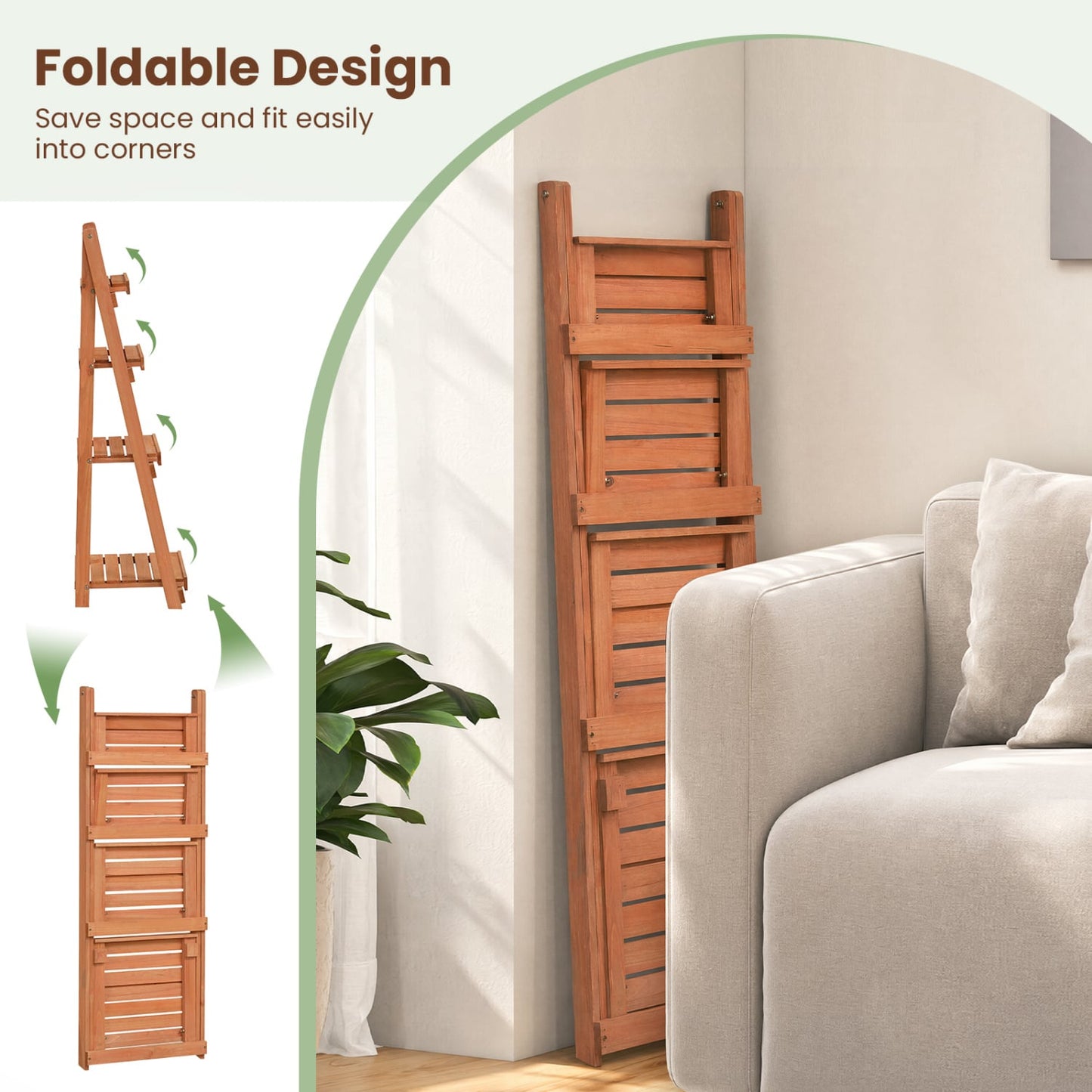 4-Tier Foldable Plant Stand, Orange