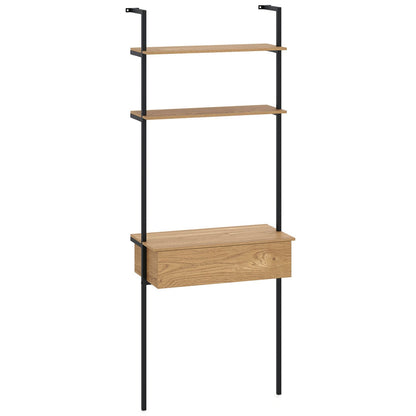 4-Tier Ladder Bookshelf With Drawer, Natural Bookcases Natural at Gallery Canada